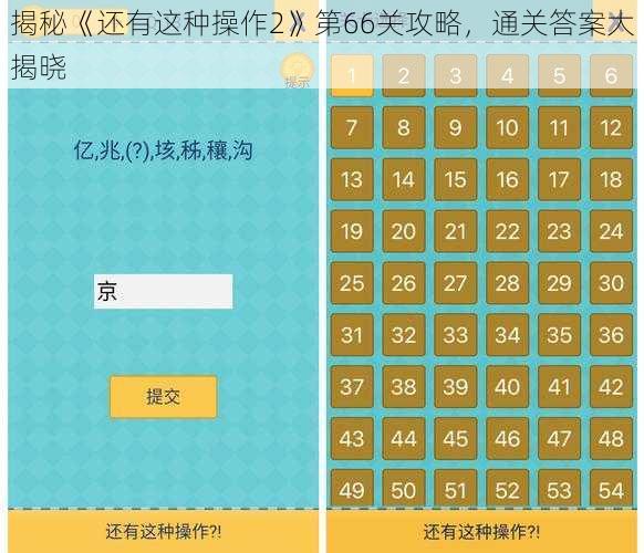 揭秘《还有这种操作2》第66关攻略，通关答案大揭晓