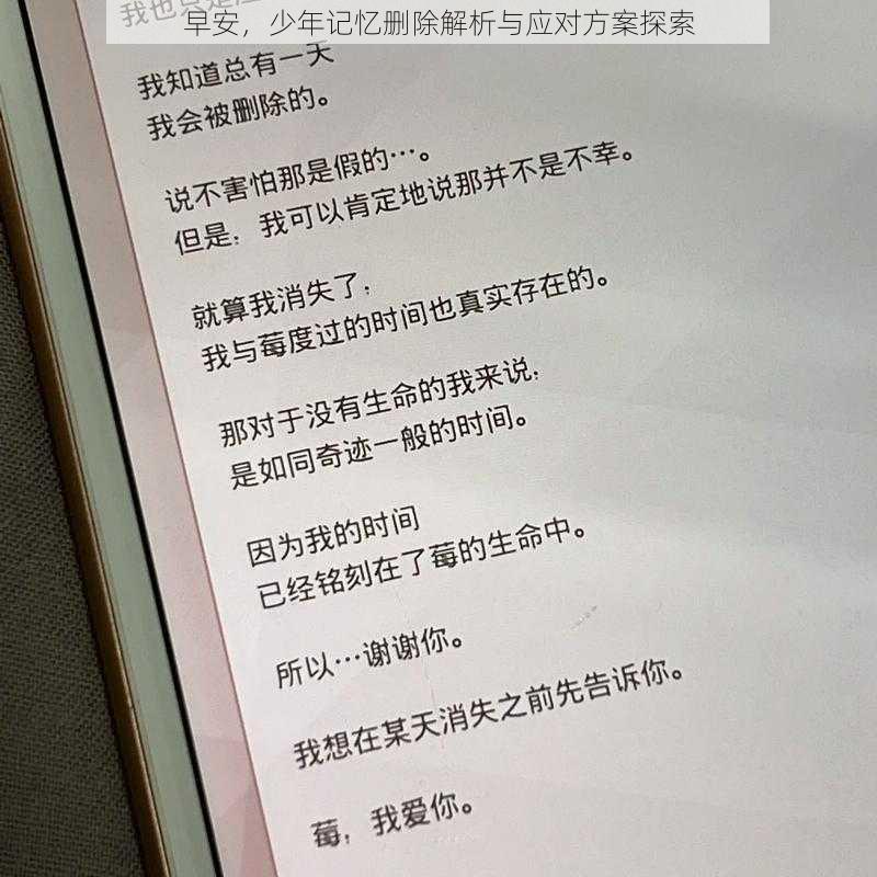 早安，少年记忆删除解析与应对方案探索